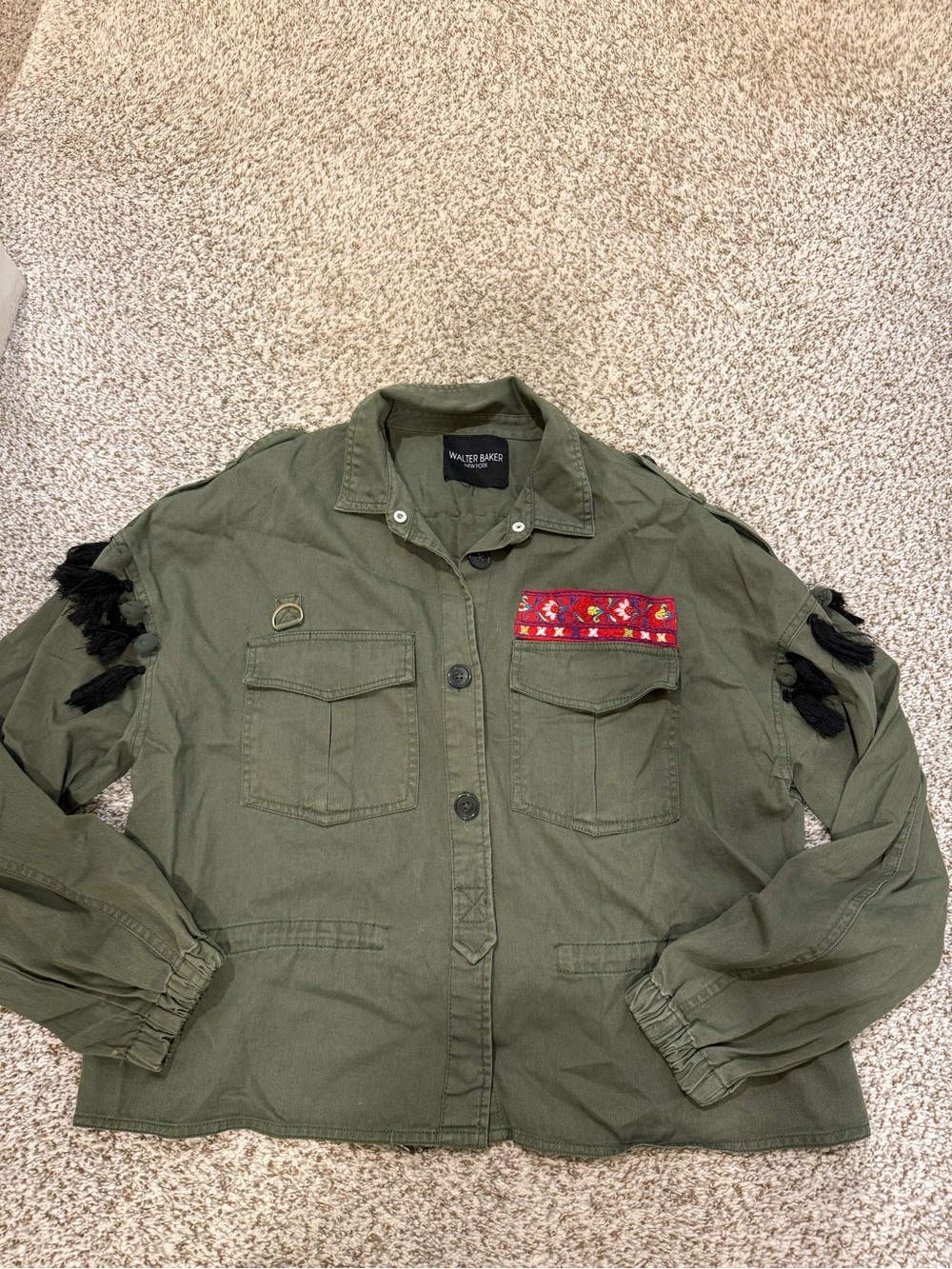 Walter baker fringe bead embroidered utility jacket